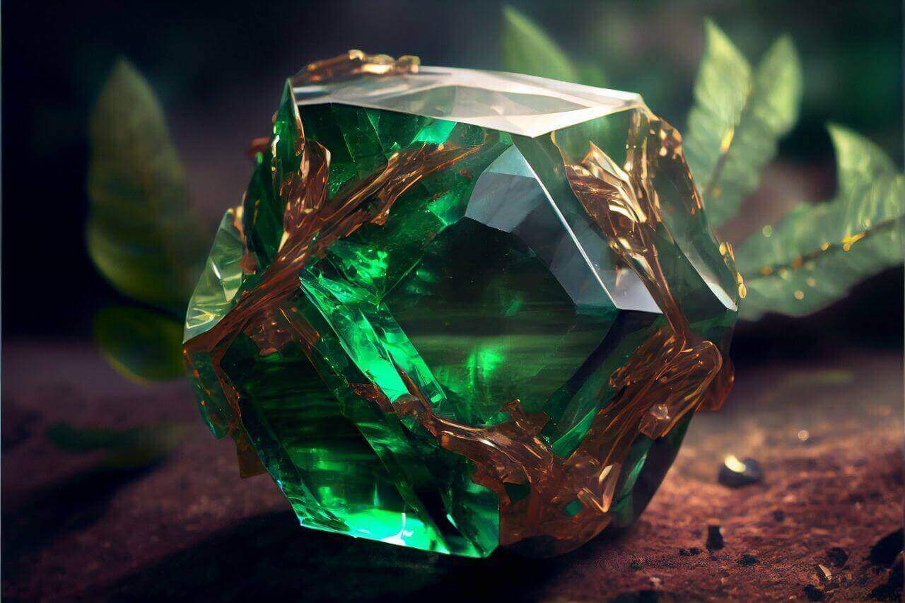 Okrugli zeleni smaragd u prirodi